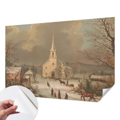 Mural de pared con estampado hermoso con un paisaje invernal
