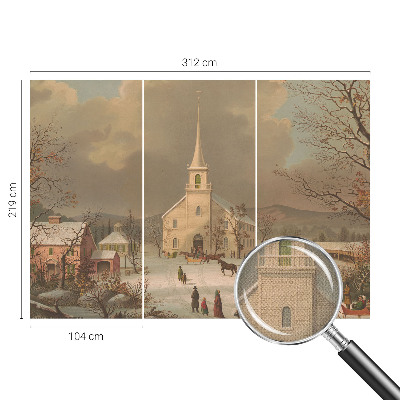 Mural de pared con estampado hermoso Paisaje invernal