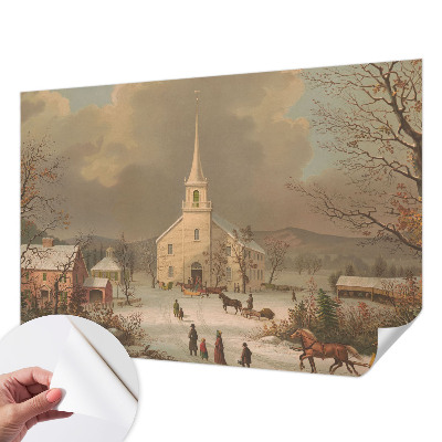 Mural de pared con estampado hermoso con un paisaje invernal