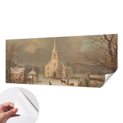 Mural de pared con estampado hermoso con un paisaje invernal