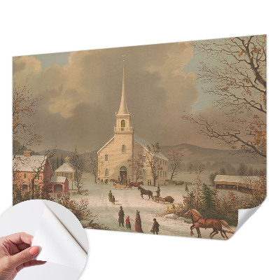 Mural de pared con estampado hermoso con un paisaje invernal