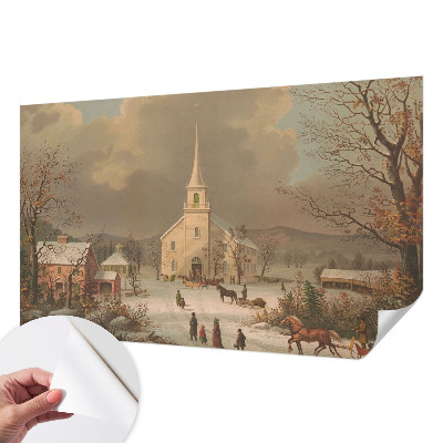 Mural de pared con estampado hermoso con un paisaje invernal