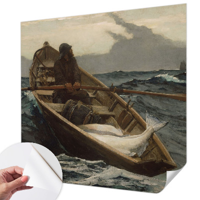 Papel mural texturado decorativo con diseño de un pescador en el mar