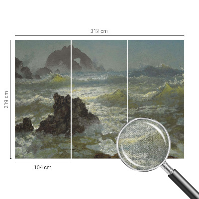 Fotomural decorativo para cabecero de cama con motivo de mar tempestuoso