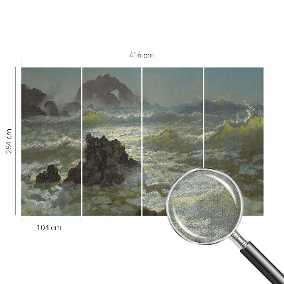 Fotomural decorativo para cabecero de cama con motivo de mar tempestuoso