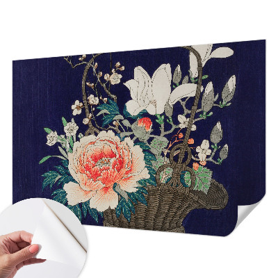 Papel mural texturado decorativo con diseño de cesta de flores