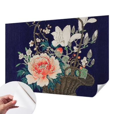 Papel mural texturado decorativo con diseño de cesta de flores