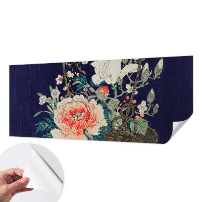 Papel mural texturado decorativo con diseño de cesta de flores