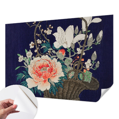 Papel mural texturado decorativo con diseño de cesta de flores