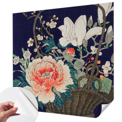 Papel mural texturado decorativo con diseño de cesta de flores