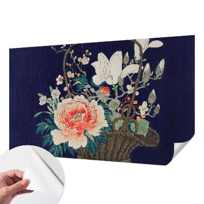 Papel mural texturado decorativo con diseño de cesta de flores