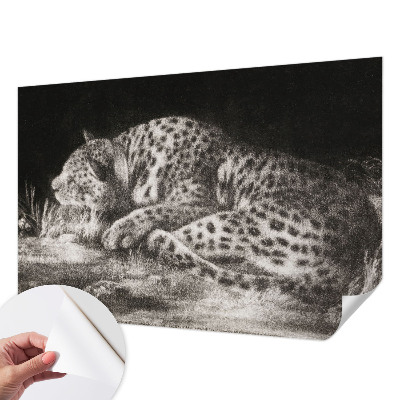 Papel mural texturado decorativo con diseño de un leopardo descansando