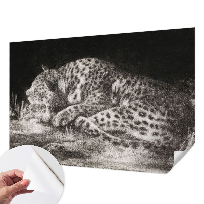 Papel mural texturado decorativo con diseño de un leopardo descansando