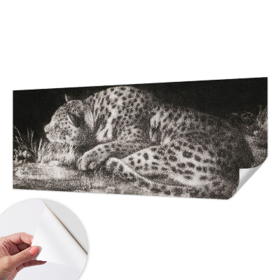 Papel mural texturado decorativo con diseño de un leopardo descansando