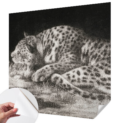 Papel mural texturado decorativo con diseño de un leopardo descansando