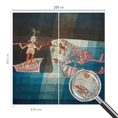 Fotomural decorativo para cabecero de cama con motivo de un pescador cazador