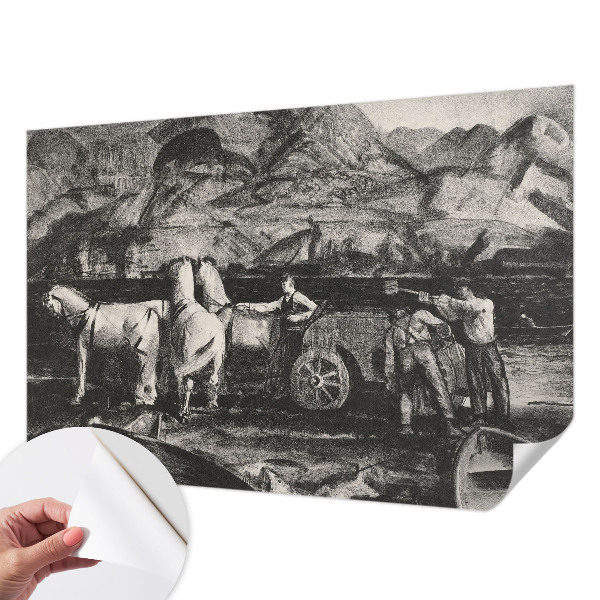 Papel mural con patrón decorativo con motivo de escena de pueblo