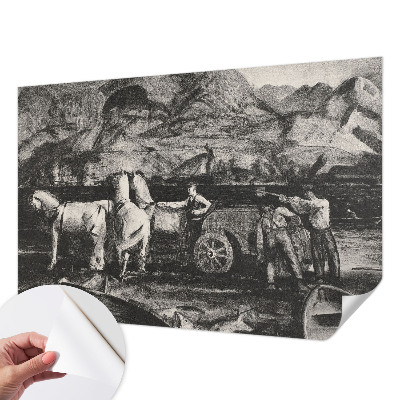Papel mural con patrón decorativo con motivo de escena de pueblo