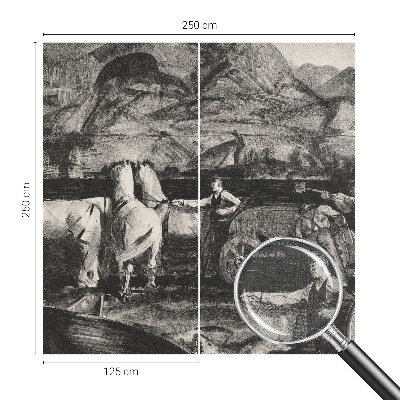 Papel mural con patrón decorativo Escena de pueblo