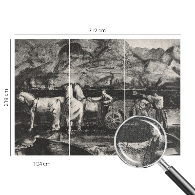 Papel mural con patrón decorativo Escena de pueblo