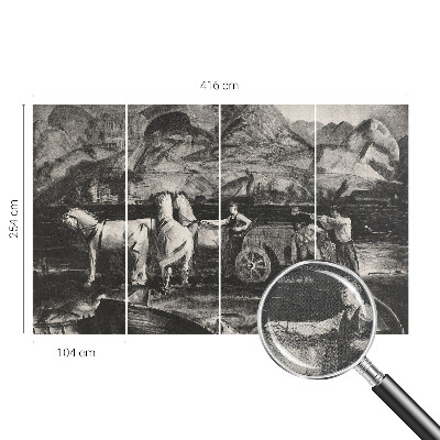 Papel mural con patrón decorativo Escena de pueblo