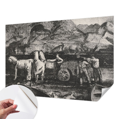 Papel mural con patrón decorativo con motivo de escena de pueblo