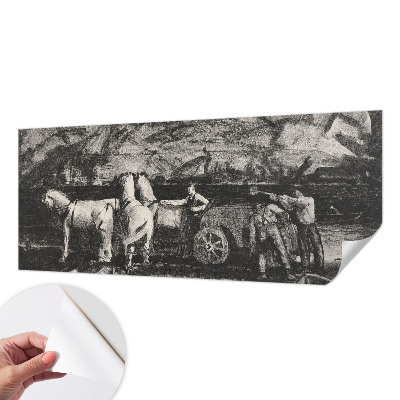 Papel mural con patrón decorativo con motivo de escena de pueblo