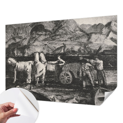 Papel mural con patrón decorativo con motivo de escena de pueblo