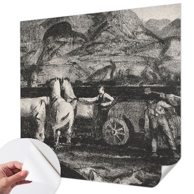 Papel mural con patrón decorativo Escena de pueblo