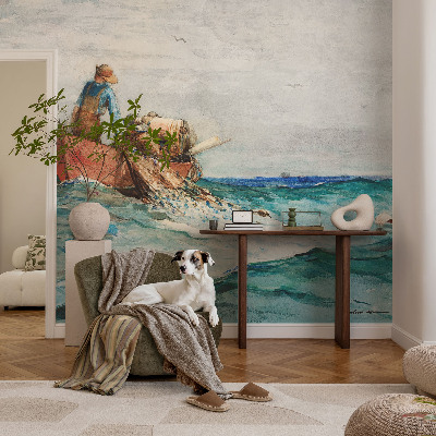 Papel mural con patrón decorativo expedición marítima