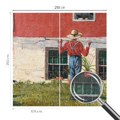 Mural de pared con estampado hermoso con una escena de pueblo