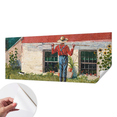 Mural de pared con estampado hermoso con una escena de pueblo