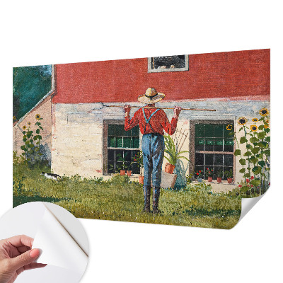 Mural de pared con estampado hermoso con una escena de pueblo