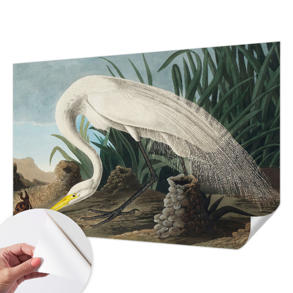 Fotomural decorativo para cabecero de cama con el motivo de una majestuosa garza