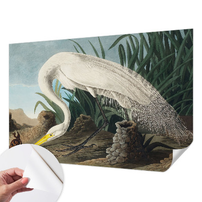 Fotomural decorativo para cabecero de cama con el motivo de una majestuosa garza