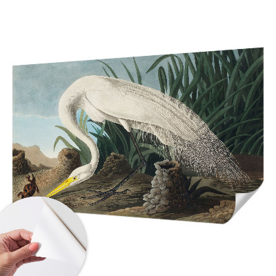 Fotomural decorativo para cabecero de cama con el motivo de una majestuosa garza