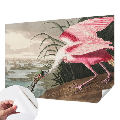 Papel mural con patrón decorativo con motivo de ave exótica