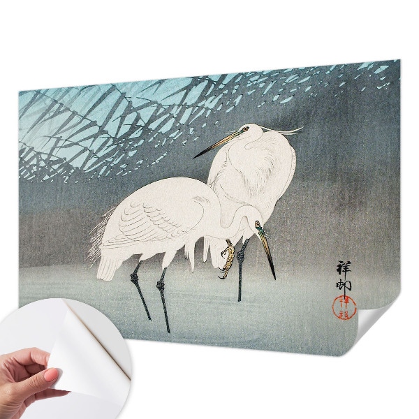 Fotomural decorativo para cabecero de cama con diseño de aves delicadas