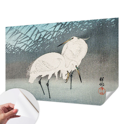Fotomural decorativo para cabecero de cama con diseño de aves delicadas