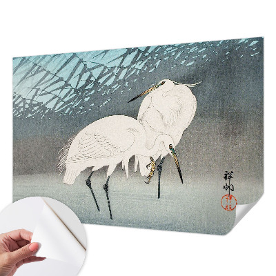 Fotomural decorativo para cabecero de cama con diseño de aves delicadas