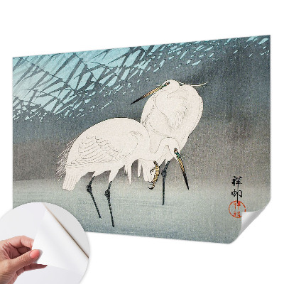 Fotomural decorativo para cabecero de cama con diseño de aves delicadas