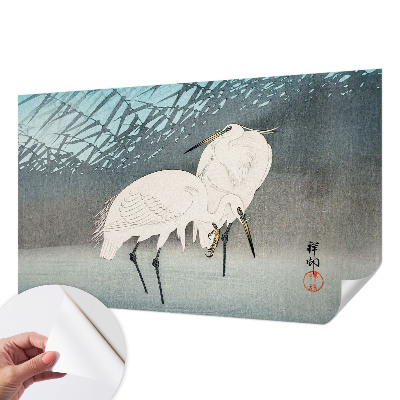 Fotomural decorativo para cabecero de cama con diseño de aves delicadas