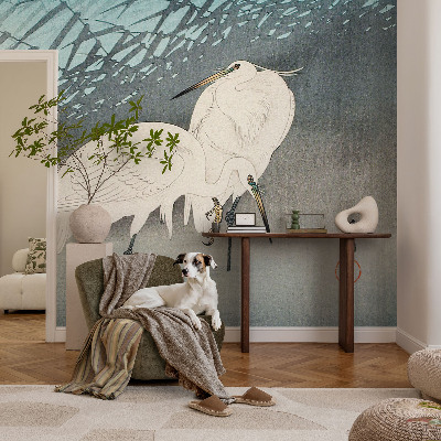 Fotomural decorativo para cabecero de cama Aves delicadas