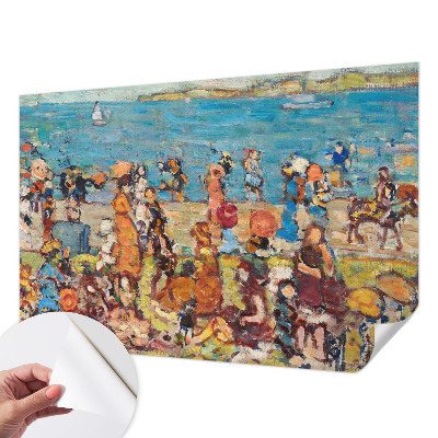 Papel mural con patrón decorativo con una escena de playa