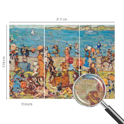 Papel mural con patrón decorativo con una escena de playa
