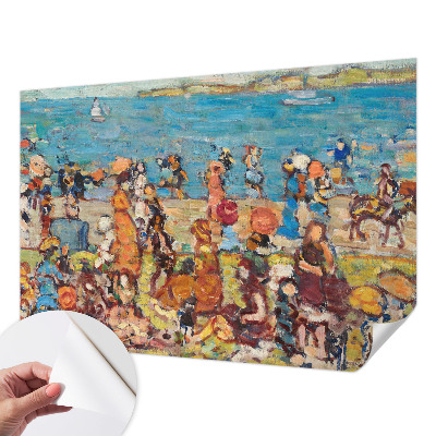 Papel mural con patrón decorativo con una escena de playa