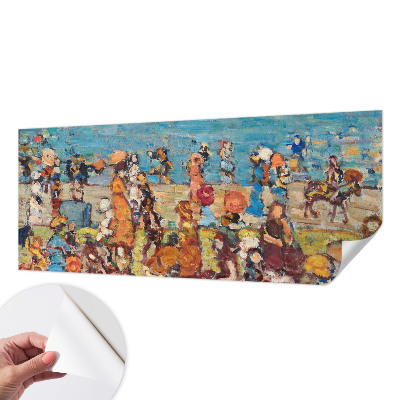 Papel mural con patrón decorativo con una escena de playa