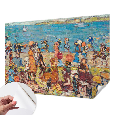 Papel mural con patrón decorativo con una escena de playa