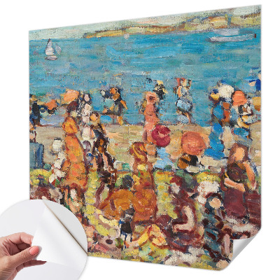 Papel mural con patrón decorativo con una escena de playa