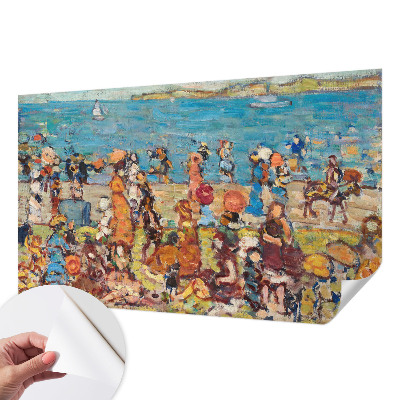 Papel mural con patrón decorativo con una escena de playa